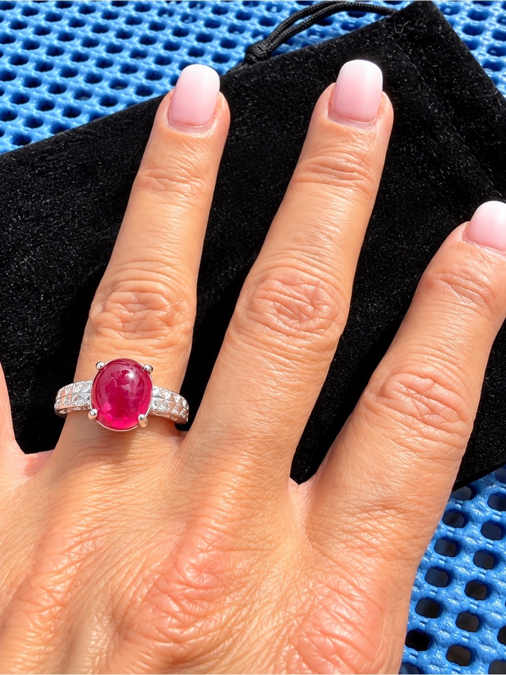 Natural Mozambique Ruby Ring 5.00 Ct 925 Sterling Silver Size 6.5 GGL Report